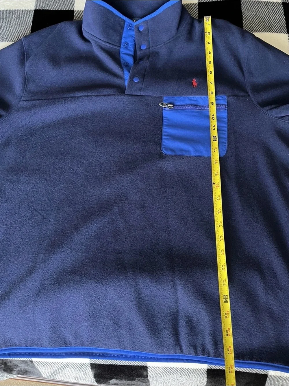 Size XL - Polo Ralph Lauren Quarter Button Navy Blue Fleece Pullover Sweatshirt